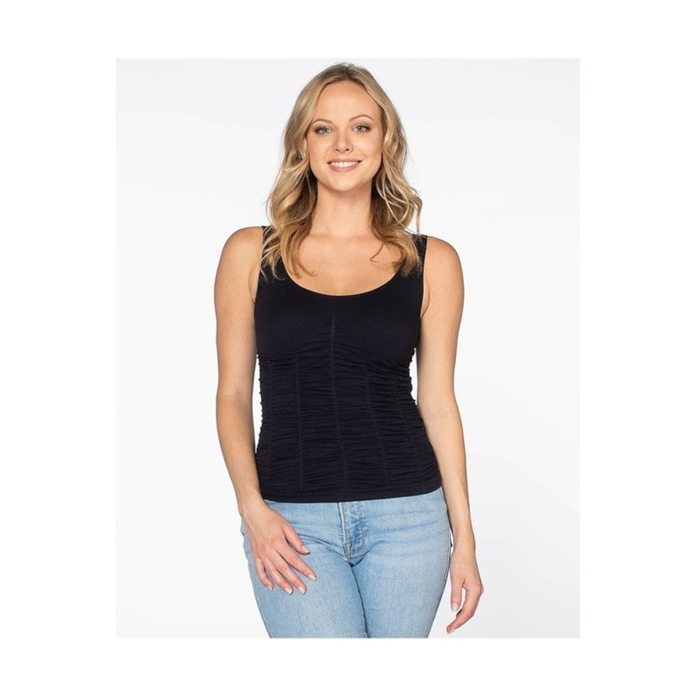 NWOT Last Tango S/M Ruched Seamless Black Sleeveless Top 132452